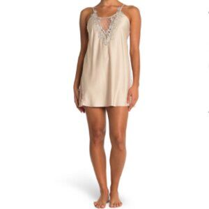 🌟LAST CALL! FLORA NIKROOZ Stella Floral Lace Trim Satin Chemise